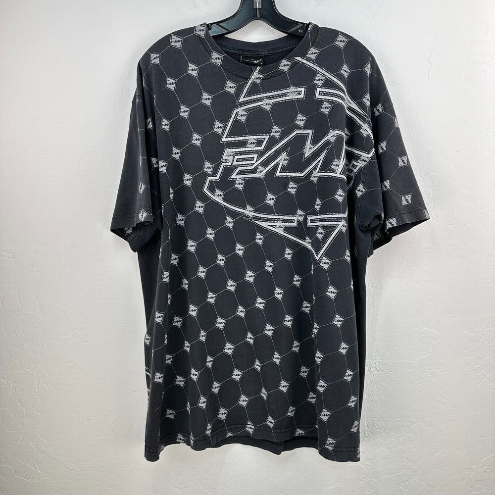 Vintage FMF T-shirt Mens XL Black White Grunge Motorcycle‎ Short Sleeve Moto